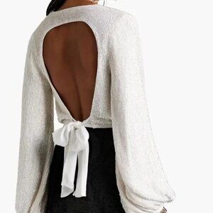 Retrofete Viva Moonglow White Sequin Wrap Top